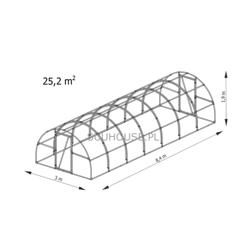 Tunel foliowy AW8 [25,2m2] 8 x 3 x 1,9 m